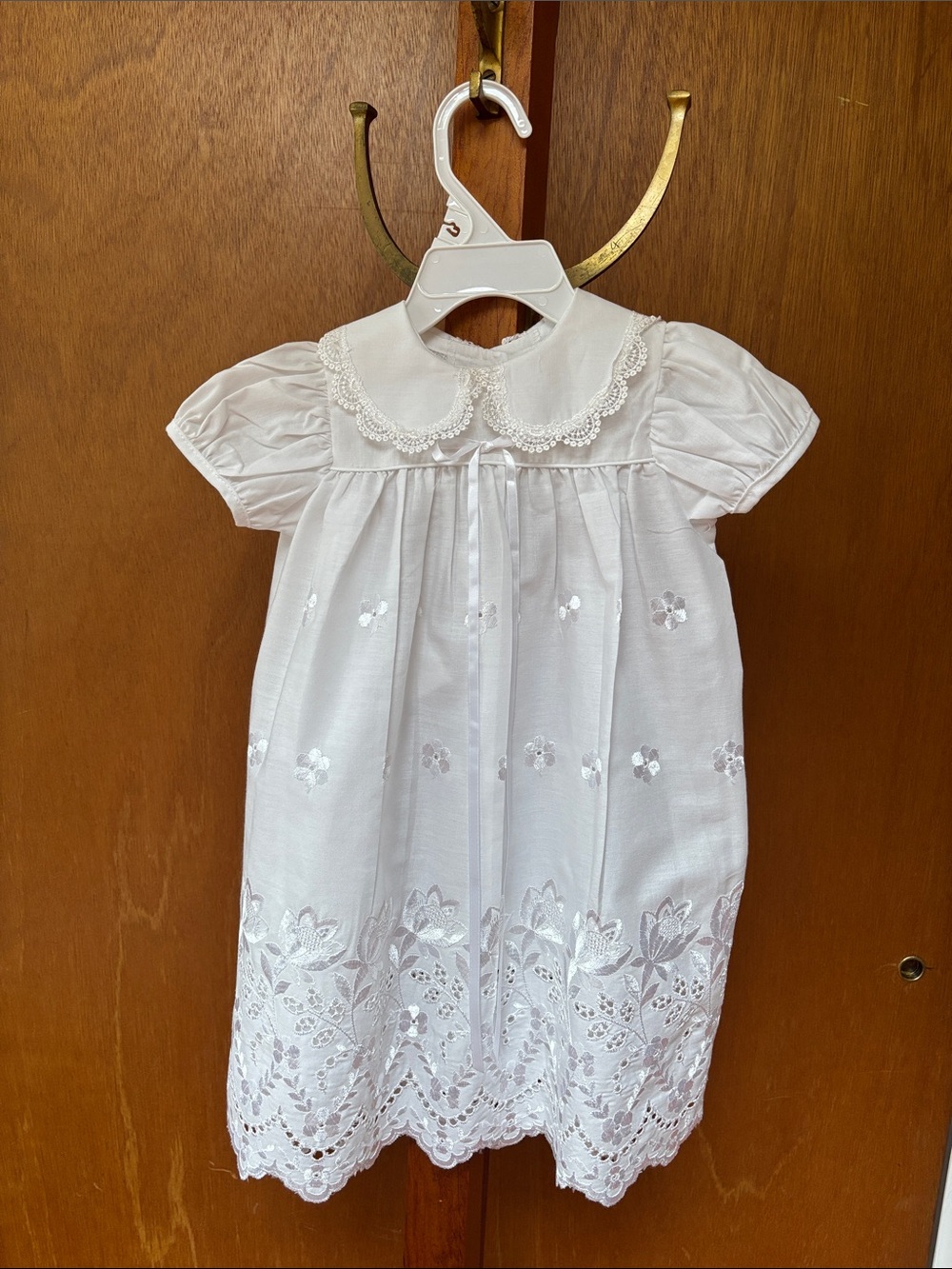 White Embroidered Christening Dress. 3 piece